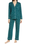 Eberjey 'sleep Chic' Knit Pajamas In Forest-evergreen/ Bone