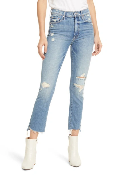 Mother The Insider High Waist Crop Step Fray Hem Bootcut Jeans In Holy Melancholy