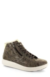 Strive Chatsworth Ii Leather Hi-top Sneaker With Faux Fur Trim In Taupe Snake