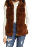 Via Spiga Chevron Faux Fur Reversible Vest In Cognac