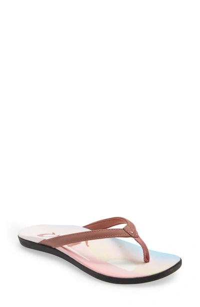 Olukai Ho'opio Pae Water Resistant Flip Flop In Ash Rose/ Pae