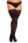Glamory Hosiery Micro60 Lace Top Stay-put Stockings In Black