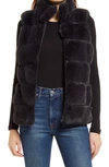 Via Spiga Chevron Faux Fur Reversible Vest In Charcoal