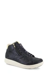 Strive Chatsworth Ii Leather Hi-top Sneaker With Faux Fur Trim In Navy Sparkle