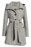 Gallery Belted Coat In Black White