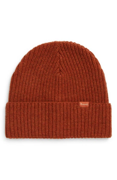 Madewell Chunky Merino Wool Cuff Beanie In Faded Rust