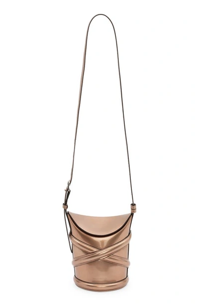 Alexander Mcqueen Small The Curve Leather Shoulder Bag In Metallic Rose Gold