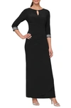 Alex Evenings Embellished Side Ruched Gown In Black