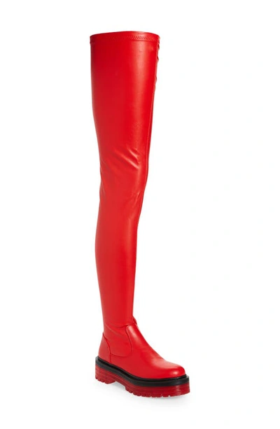Azalea Wang Surg Thigh High Platform Boot In Red