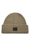 Allsaints Ribbed Beanie In Dusty Olive Green