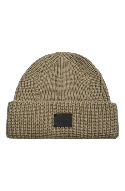 Allsaints Ribbed Beanie In Dusty Olive Green