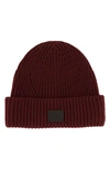 Allsaints Ribbed Beanie In Charred Red