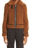 Stand Studio Brown Faux-shearling Audrey Biker Jacket In Brown