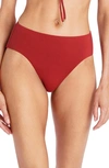 Robin Piccone Ava High Waist Bikini Bottoms In Brick