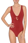 Robin Piccone Ava Plunge Underwire One-piece Swimsuit In Brick