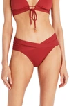 Robin Piccone Ava Twist Hipster Bikini Bottoms In Brick