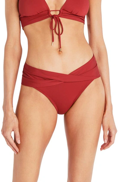 Robin Piccone Ava Twist Hipster Bikini Bottoms In Brick