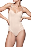 Item M6 All Mesh Shaping Bodysuit In Apricot