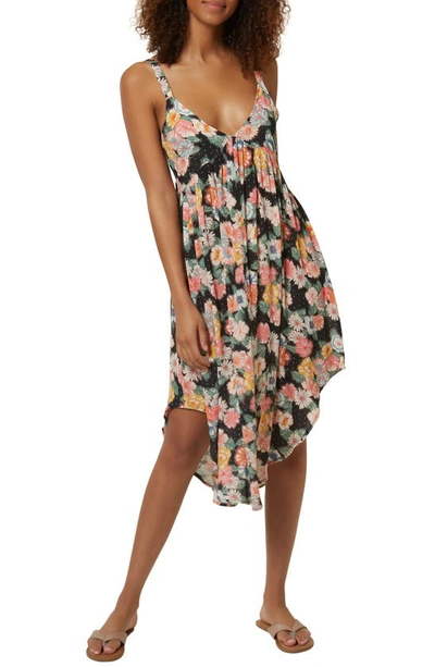 O'neill Horizon Tank Cover-up Midi Dress In Black Floral