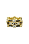 Freida Rothman Starry Night Set Of 3 Rings In Gold/black