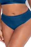 Curvy Couture Sheer Mesh High Cut Briefs In Blue Sapphire