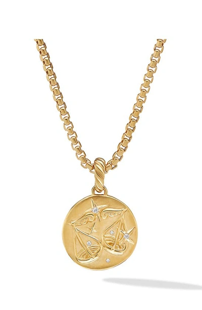 David Yurman 18k Yellow Gold Diamond Libra Amulet Pendant