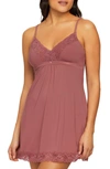 Montelle Intimates Lace Trim Full Support Chemise In Mesa Rose