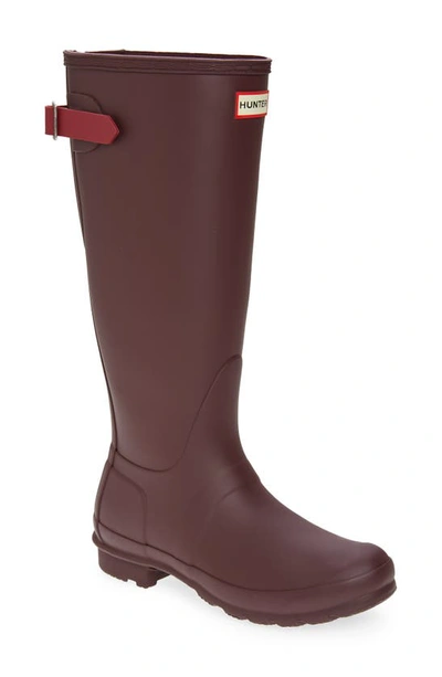 Hunter Original Tall Waterproof Rain Boot In Chestnut Crust/ Hayes Burgundy