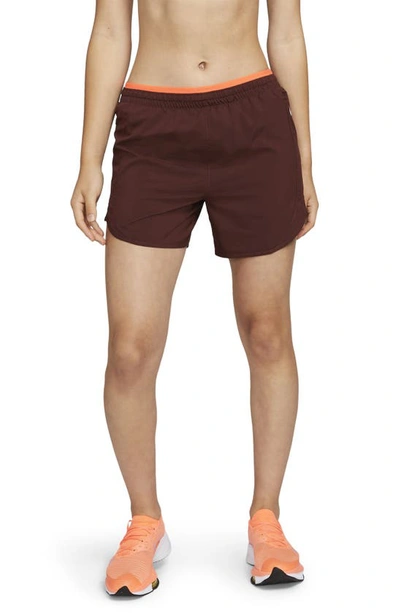 Nike Tempo Luxe Dri-fit Running Shorts In Bronze Eclipse/ Total Orange