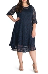 Kiyonna Livi Lace Cocktail Dress In Navy Blue