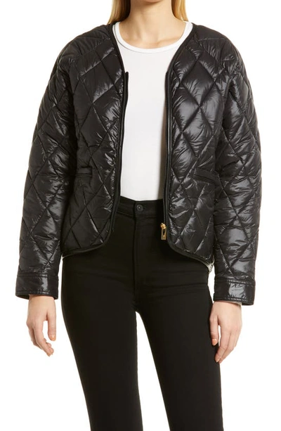 Via Spiga V-neck Quilted Water Resistant Jacket In Black