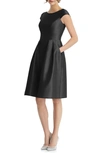 Alfred Sung Cap Sleeve Cocktail Dress In Black