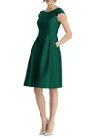 Alfred Sung Cap Sleeve Cocktail Dress In Hunter