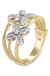 Marco Bicego Marrakech Onde 18k Yellow And White Gold 3-row Diamond Ring Size 7 In Yellow Gold/ White Gold