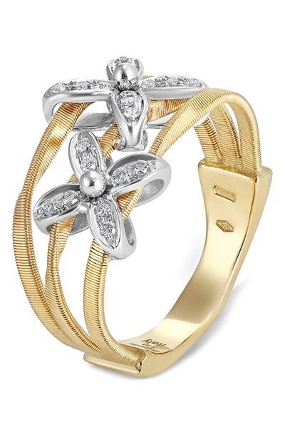 Marco Bicego Marrakech Onde 18k Yellow And White Gold 3-row Diamond Ring Size 7 In Yellow Gold/ White Gold