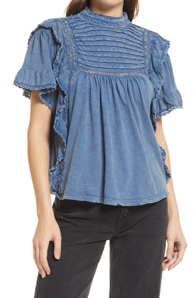 Free People Le Femme Ruffled Crochet Top In Multi