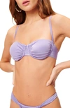 Good American Shiny Ruched Demi Underwire Bikini Top In Lilac Mist001
