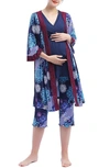 Kimi And Kai Natalie 3-piece Maternity/nursing Pajama Set In Multicolored
