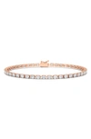 Hautecarat Emerald-cut Lab Grown Diamond Tennis Bracelet In 6.69 Ctw Rose Gold