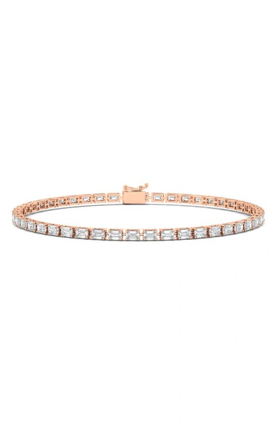 Hautecarat Emerald-cut Lab Grown Diamond Tennis Bracelet In 6.69 Ctw Rose Gold