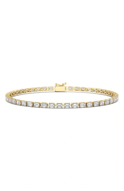 Hautecarat Emerald-cut Lab Grown Diamond Tennis Bracelet In 6.69 Ctw Yellow Gold