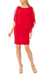 Chaus Crisscross Back Overlay Short Sleeve Dress In Red