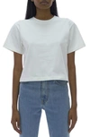 Helmut Lang Debossed Logo Crop Cotton T-shirt In White