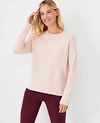 Ann Taylor Mixed Cable Sweater In Rose Smoke