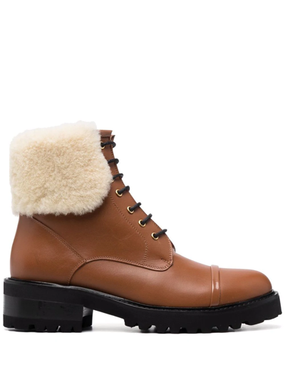 Malone Souliers Shearling-trim Ankle Boots In Brown