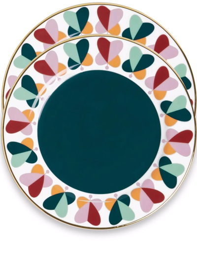 La Doublej Farfalle Ring Dessert Plates (set Of Two) In Multicolor