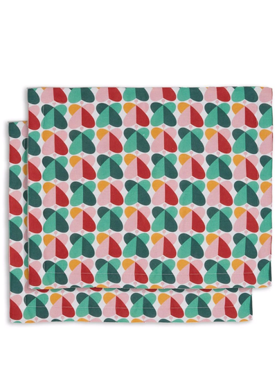 La Doublej Set Of 2 Geometric-print Table Mats In Farfalle