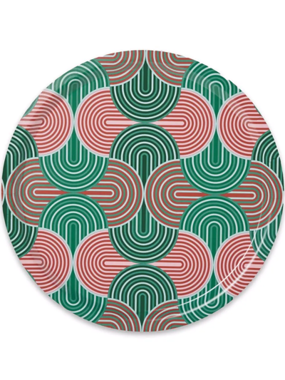 La Doublej Slinky Line-graphic Round Tray In Slinky Verde