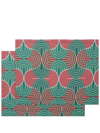 La Doublej Set Of 2 Geometric-print Table Mats In Green