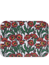 La Doublej Rectangular Printed Tray In Big Blooms Bianco